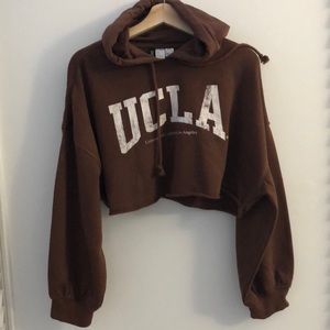 Brown UCLA cropped hoodie